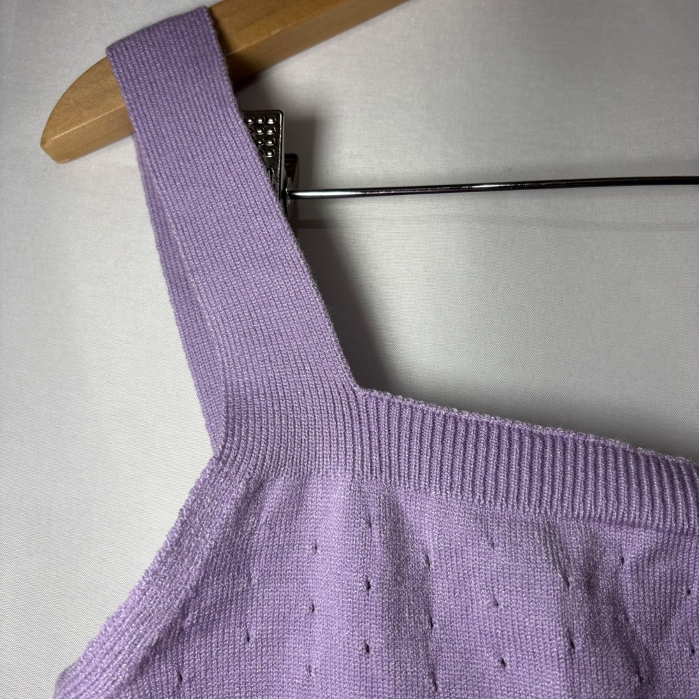 Cider Womens Purple Cherry Knit Crop Tank Top Scalloped Hem Size M NWT‎ - Picture 3 of 10
